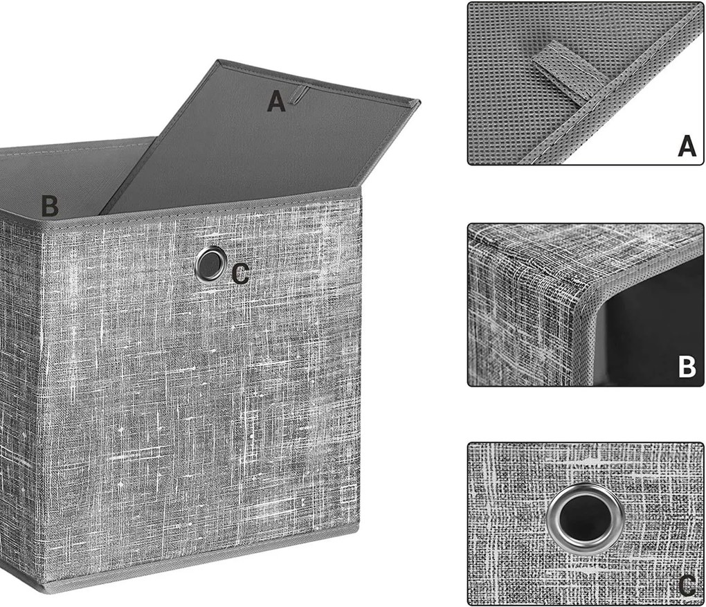 Úložný box Grey, sada 6ks, 30x30x30 cm, sivá