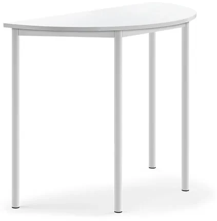 Stôl BORÅS, polkruh, 1200x600x900 mm, laminát - biela, biela