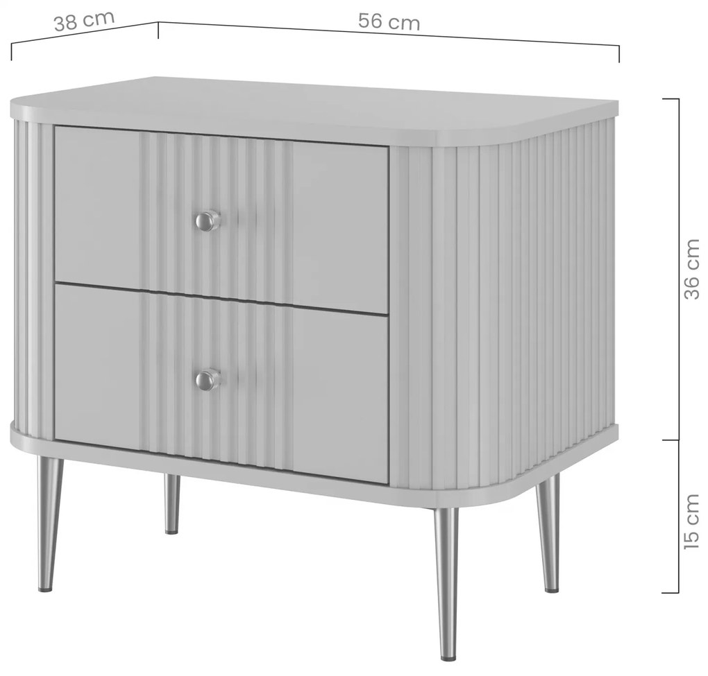 Nočné stolíky Vespera 56 cm - 2 ks - kašmírová / orech / zlatá