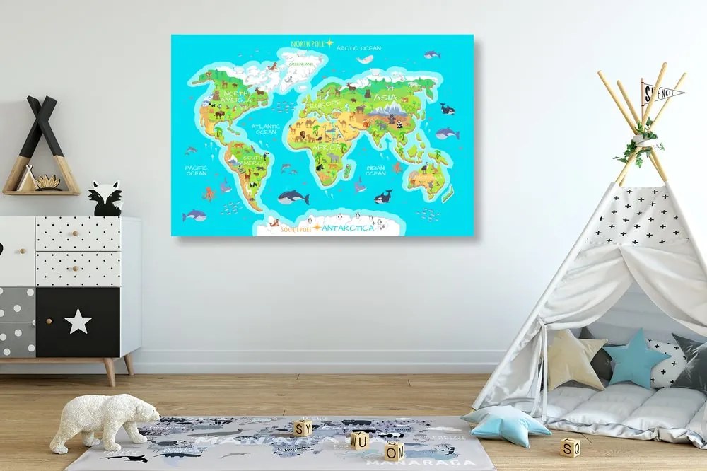 Obraz zemepisná mapa sveta pre deti
