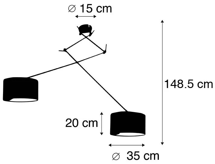 Inteligentné závesné svietidlo čierne s tienidlom 35 cm zelené vrátane 2 Wifi A60 - Blitz