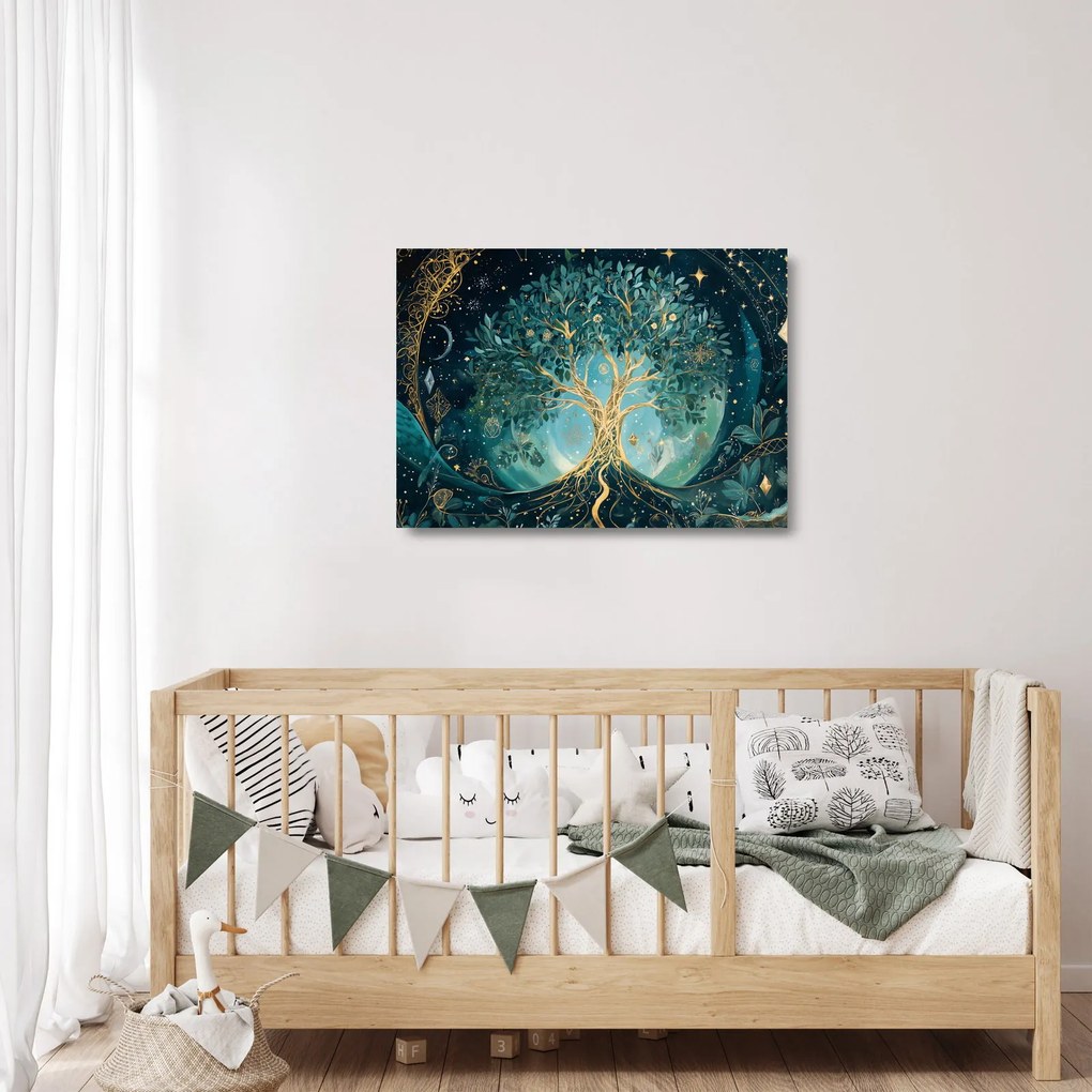 Sklenený obraz – Strom života vo vesmíre (70x50 cm)