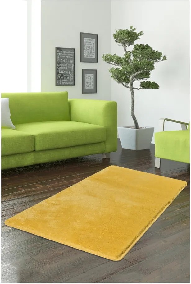Žltý koberec Milano, 140 × 80 cm