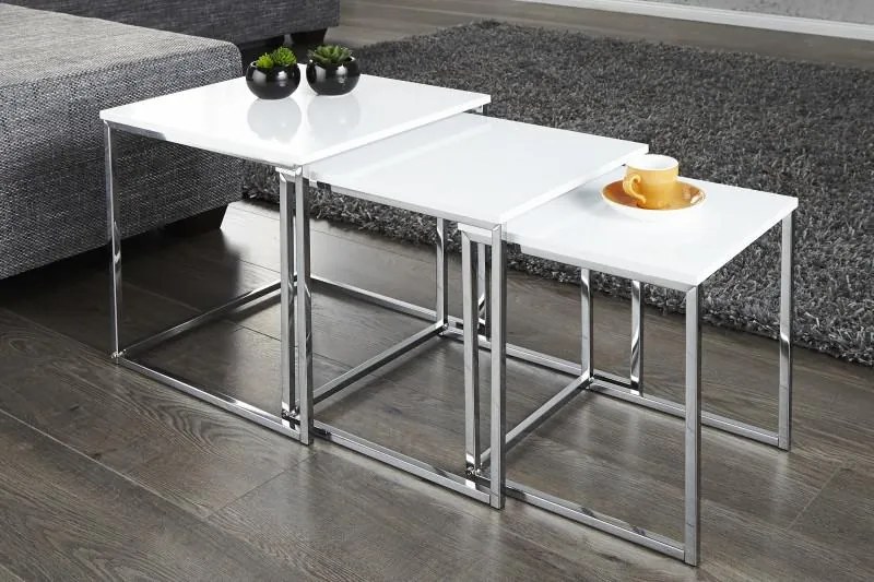 IIG -  Dizajnový odkladací stolík ELEMENTS 40 cm vysoký lesk, biely