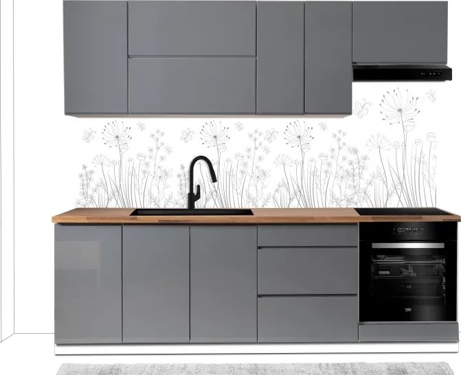 Kuchynská linka Aspen 240 cm šedá