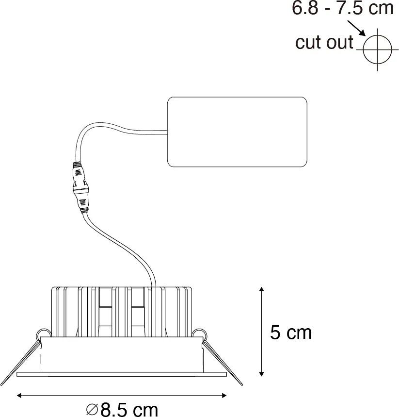 Zapustený reflektor čierny 6,8 cm vrátane LED 750 lm stmievateľný IP23 - Gaius