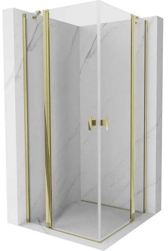 Mexen, Mexen Mist Duo výklopný sprchový kút 95 x 95 cm, transparentný, zlatý - 8A4-095-095-50-00