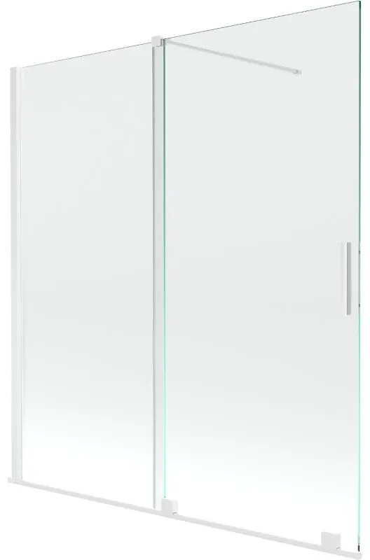 Mexen Velar vaňová zástena dvojkrídlová Posuvný 150 x 150 cm, Priehľadné, Biela - 896-150-000-01-20