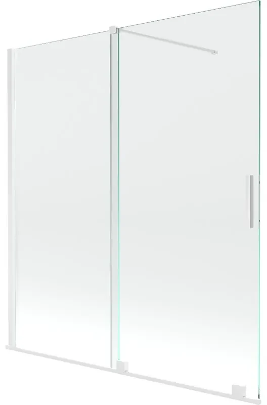 Mexen Velar vaňová zástena dvojkrídlová Posuvný 150 x 150 cm, Priehľadné, Biela - 896-150-000-01-20