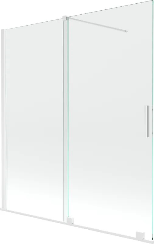 Mexen Velar vaňová zástena dvojkrídlová Posuvný 150 x 150 cm, Priehľadné, Biela - 896-150-000-01-20