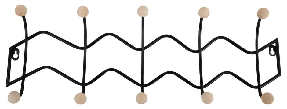 Čierny kovový nástenný vešiak 61 cm Zig Zag – PT LIVING