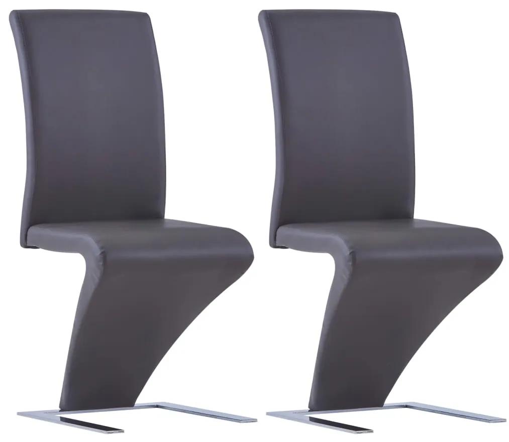 Jedálenské stoličky, cikcakový tvar 2 ks, sivé, umelá koža