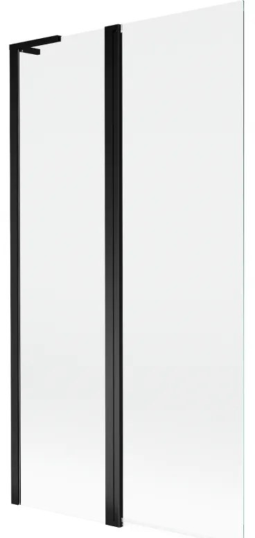 Mexen Mist L, 2-krídlová vaňová zástena 100 x 150 cm, číre sklo, čierny profil, 8A9L-100-011-70-00