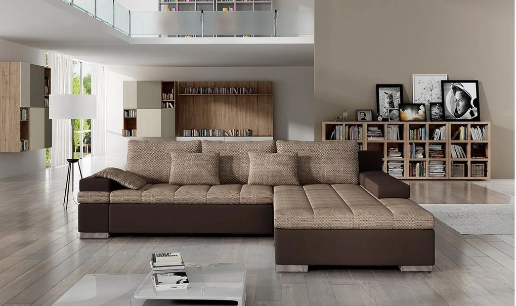 Rohová sedačka Kanton, Dostupné poťahy: ekokoža Soft 066 + Lawa 02, Strana: pravá