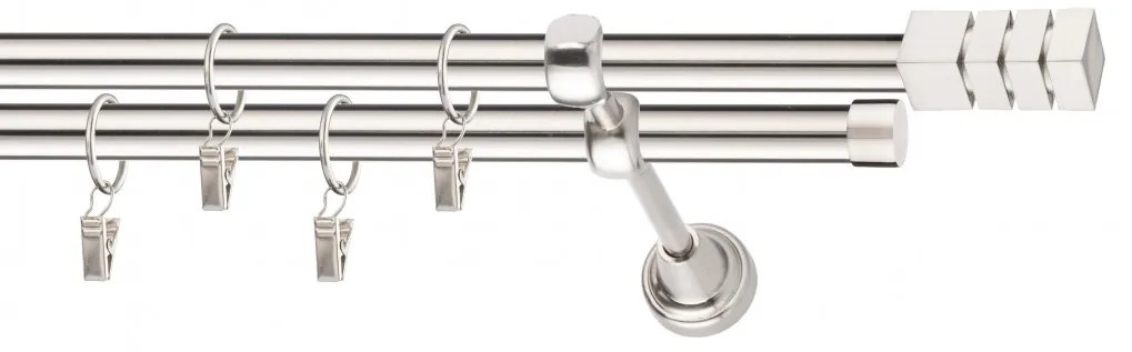 Dekorstudio Niklová dvojradová garniža NORDIC 19mm Dĺžka: 120cm, Typ uchytenia: Držiak dvojitý modern, Typ príslušenstva: Bez príslušenstva