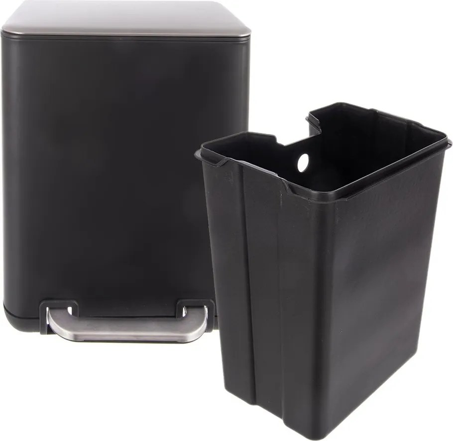 Čierny pedálový odpadkový kôš z nehrdzavejúcej ocele 6 l Black – Orion