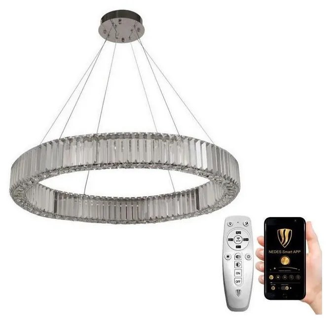 NEDES LED Stmievateľný luster na lanku LED/50W/230V 3000-6500K chróm + diaľkové ovládanie ND3532