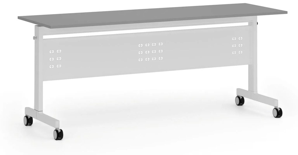 Mobilný stôl PRIMO MOBI, 1800 x 600 mm, biela podnož, grafit