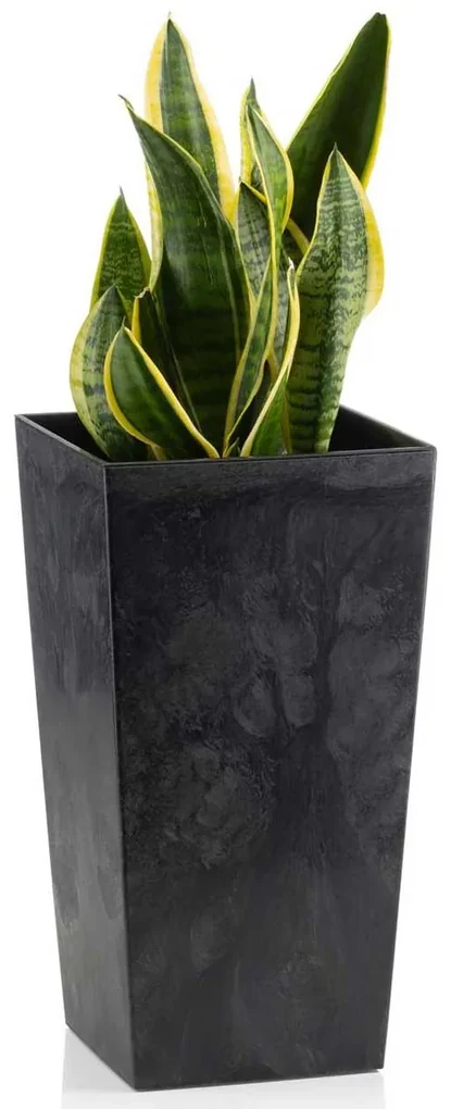 PLASTOVÝ KVETINÁČ PORTO 68X35X35 CM IMITÁCIA BETÓNU ČIERNA
