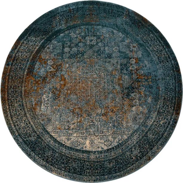 Koberec OMEGA MAMLUK tmavomodrý / hnedý kruh