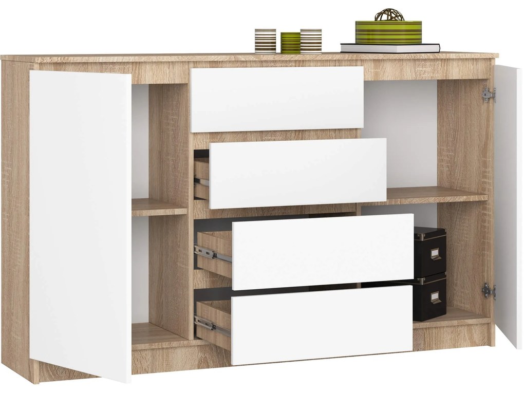 Komoda Tove K 160 cm dub sonoma/biela