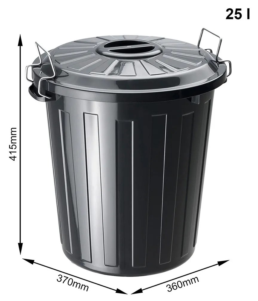 Rotho Odpadkový koš s víkem a kovovými zámky MINI POPELNICE 25l