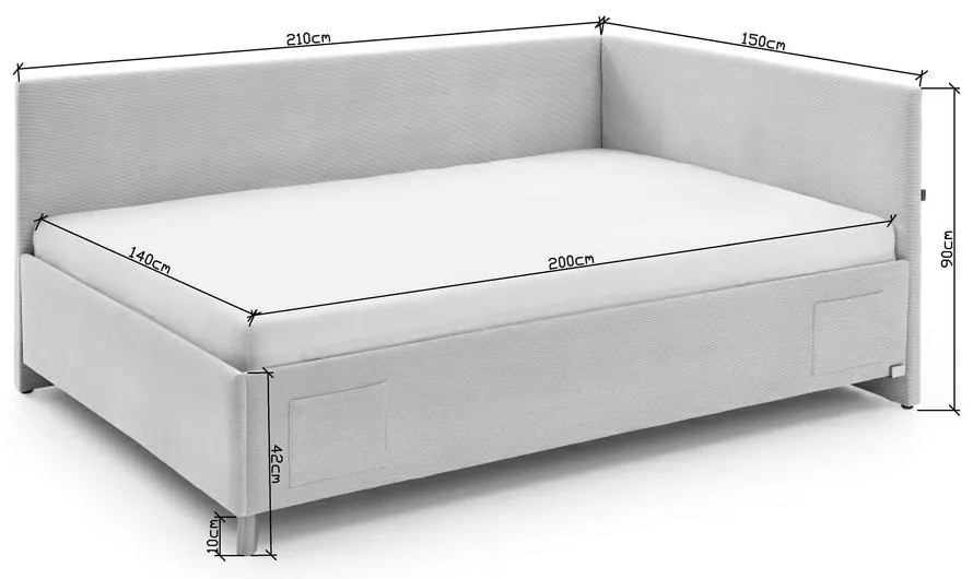 Ružová čalúnená rohová detská posteľ s úložným priestorom s roštom 140x200 cm Cool – Meise Möbel