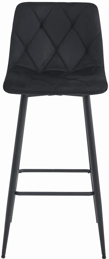 Čierna barová stolička NADO VELVET s čiernymi nohami