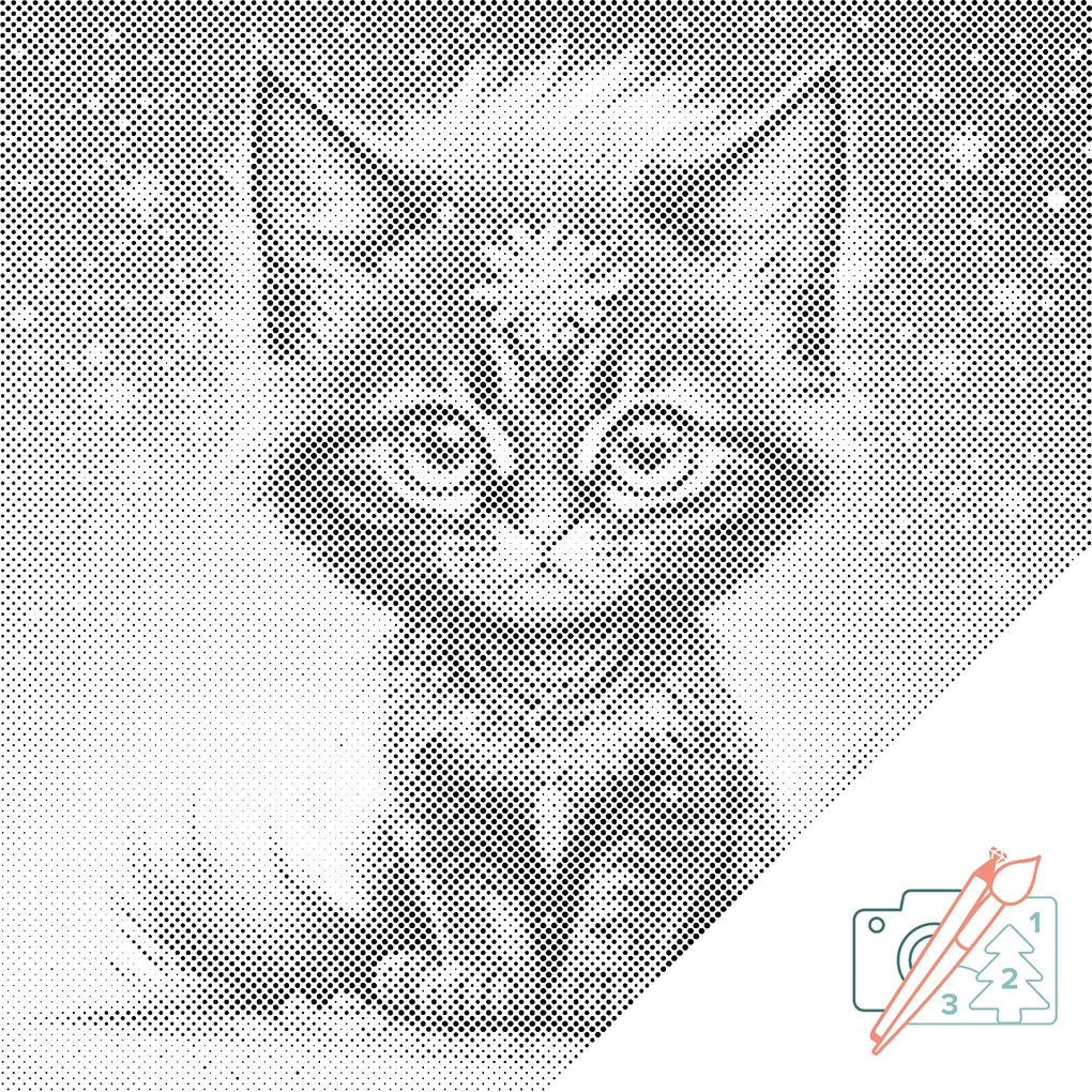 Gario Bodkovanie Dúhové čierne mačiatko Rozmery: 50 x 50 cm, Rámovanie: S vnútorným rámom, Farba bodiek: Čierna