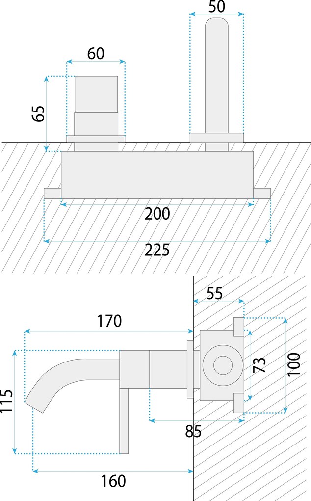 Rea Foster, podomietková umývadlová batéria, brúsená oceľ, REA-B6442