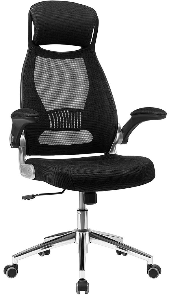 Kancelárska stolička s podrúčkami, ergonomické kreslo, čierne