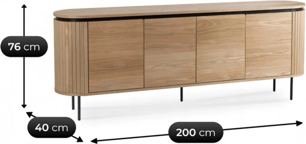 Komoda Beck 200 cm dub přírodní