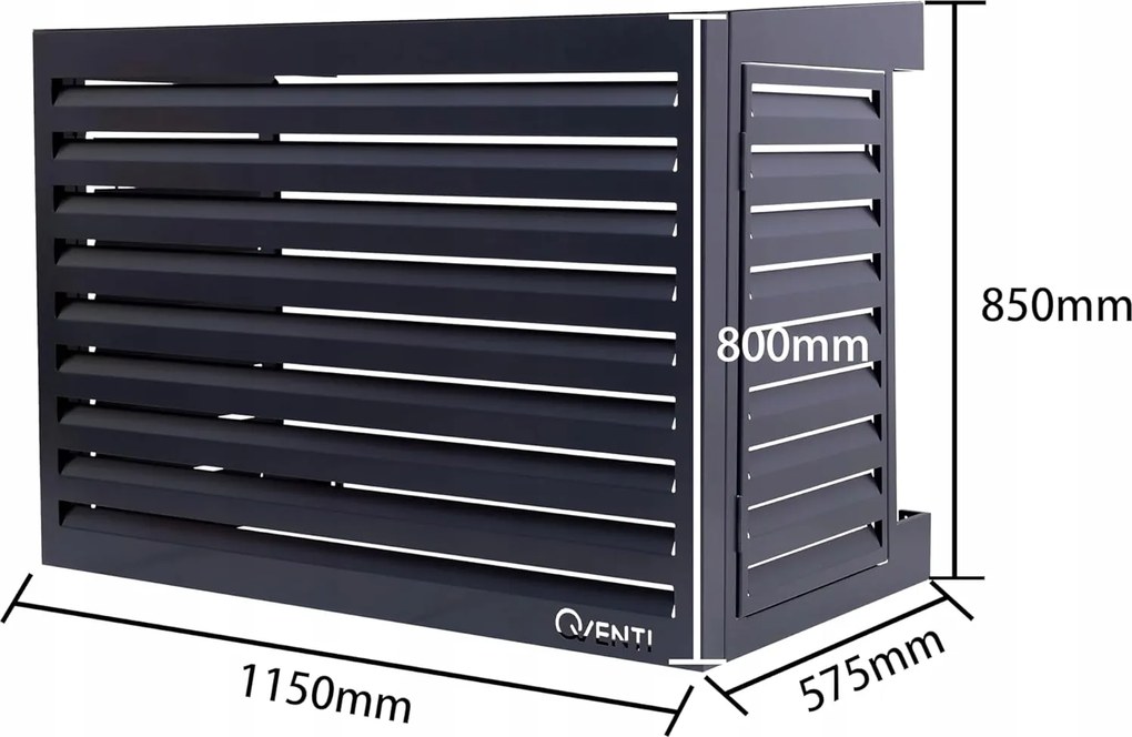 Qventi Kryt klimatizácie – antracitový/sivý, rozmer S 100 x 50 x 75 cm