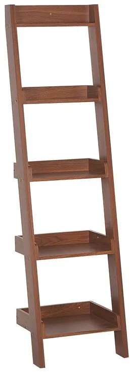 Rebríkový regál s 5 policami tmavé drevo MOBILE DUO Beliani