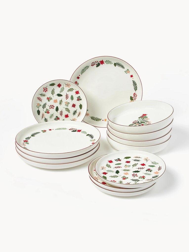Vianočná porcelánová súprava riadu Eve, 4 osoby, 12 ks