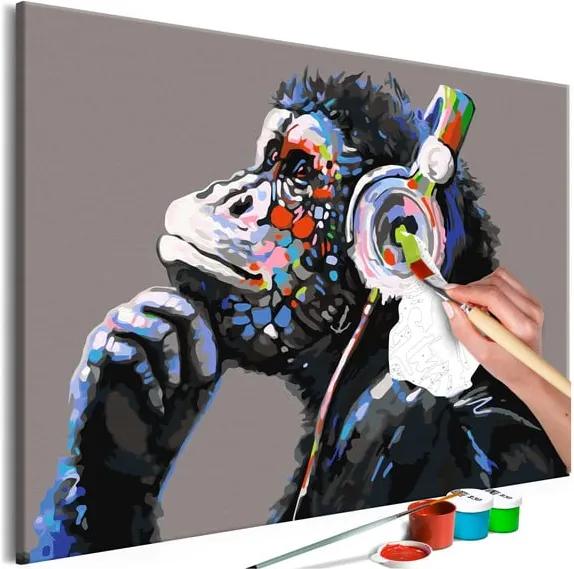 DIY set na tvorbu vlastného obrazu na plátne Artgeist Musical Monkey, 60 × 40 cm