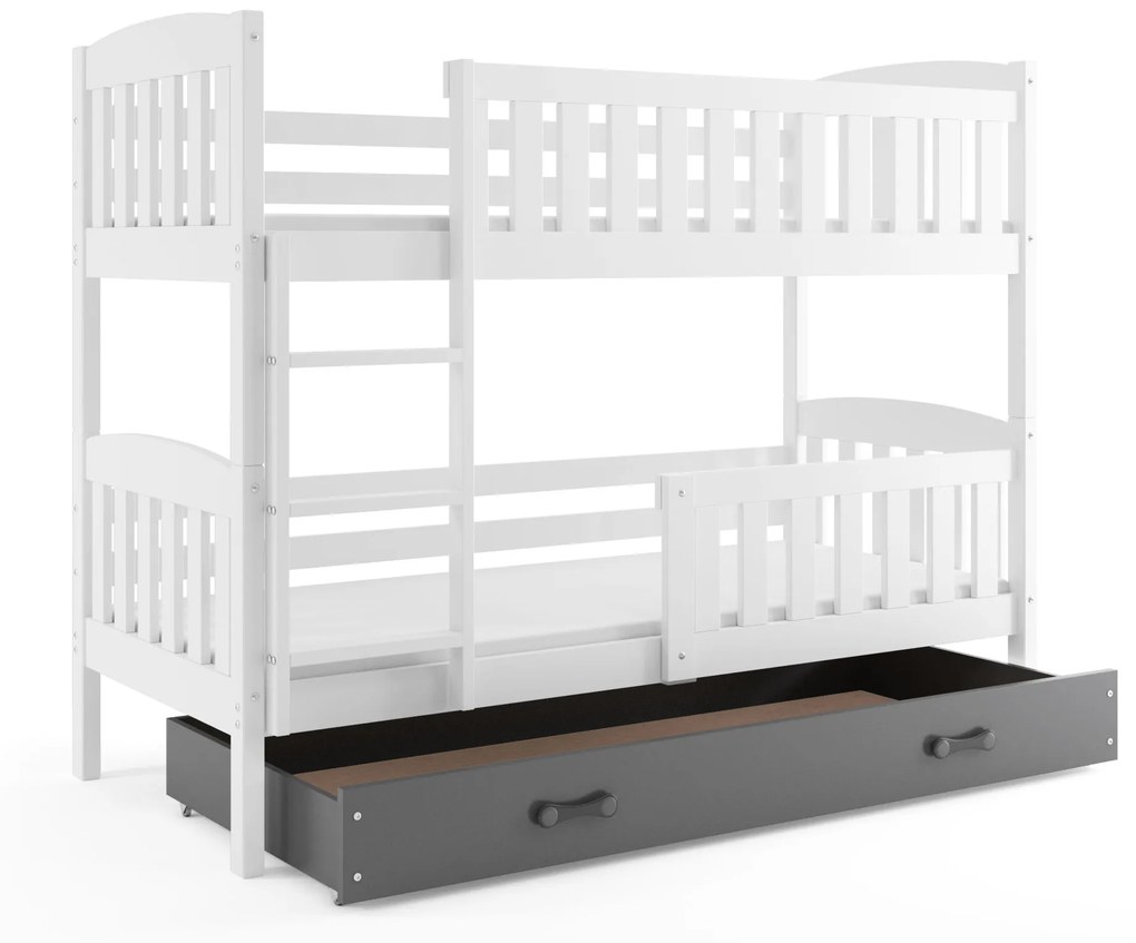 Poschodová posteľ KUBO 190x90 | biela - grafitová