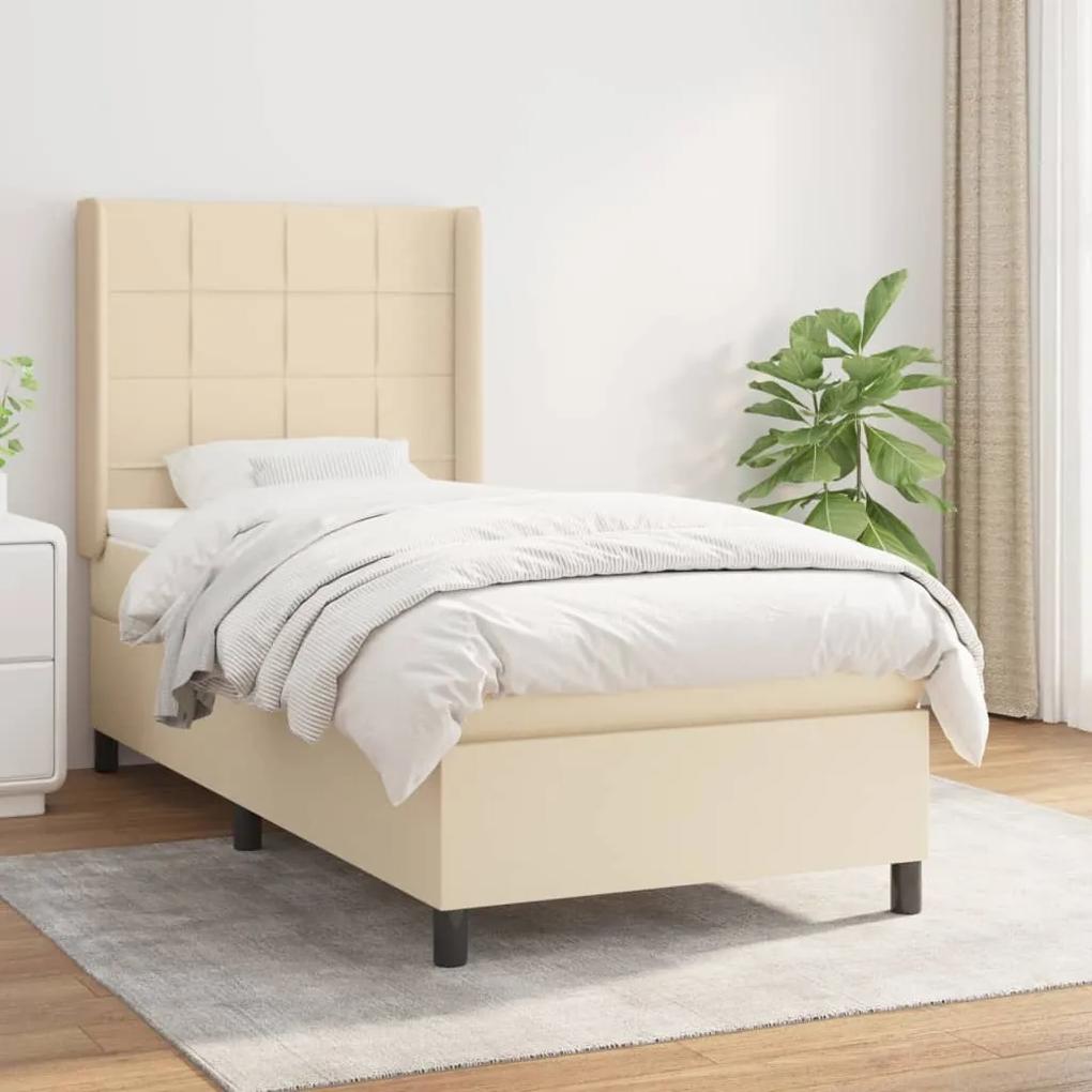 Boxspring posteľ s matracom krémová 100x200 cm látka 3131414