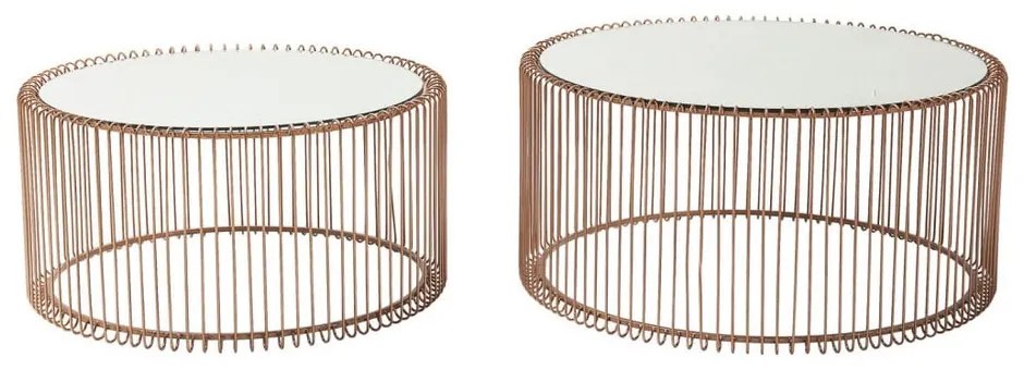 Okrúhle konferenčné stolíky v súprave 2 ks v medenej farbe ø 69,5 cm Wire Big – Kare Design