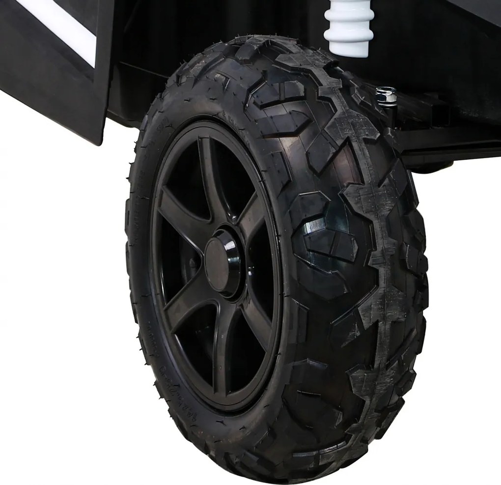 Ramiz Detská bugina ATV Strong Racing pre 2 deti biela + bezkefkový motor + nafukovacie kolesá + zvuky + LED