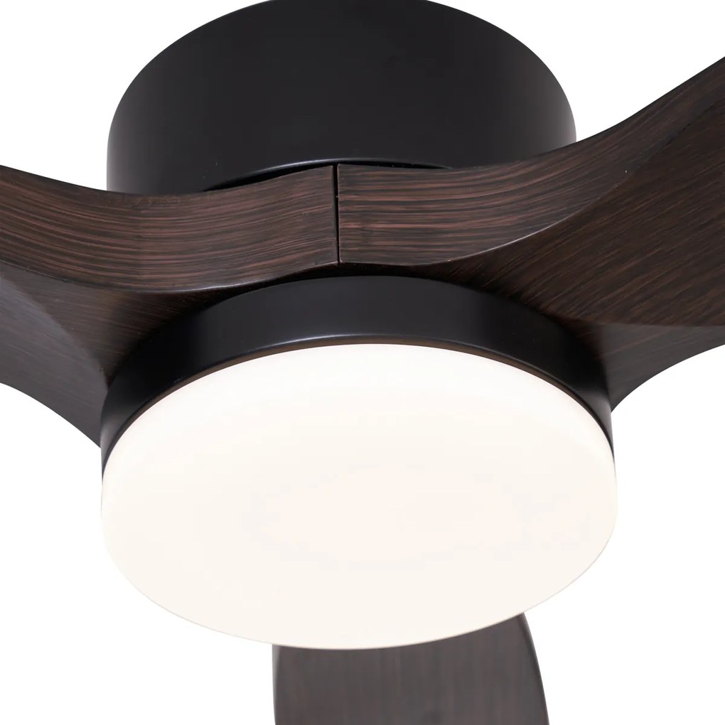 Inteligentný stropný ventilátor čierny s potlačou dreva 132 cm vrátane LED stmievateľného s diaľkovým ovládaním - Joly