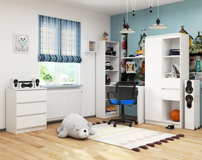 Písací stôl s regálom SMART CLP, biely