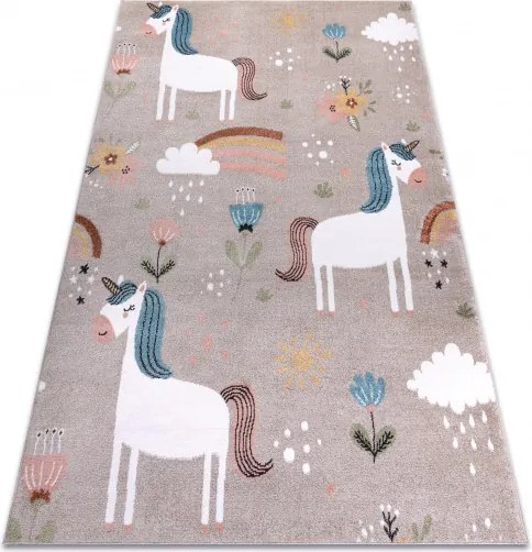 AKCIA: 240x330 cm Detský kusový koberec Fun Unicorn with rainbow beige, béžová, detská izba, Dywany Łuszczów