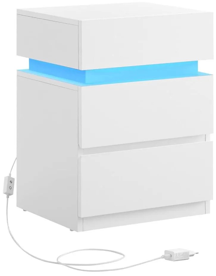 Nočný stolík SMARTIE s podsvietením, biely