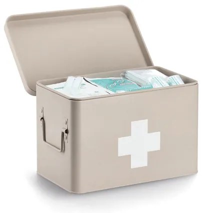 Lekárnička, kovový box na lieky, 2v1, béžová, MEDICINE XL 32x20x20