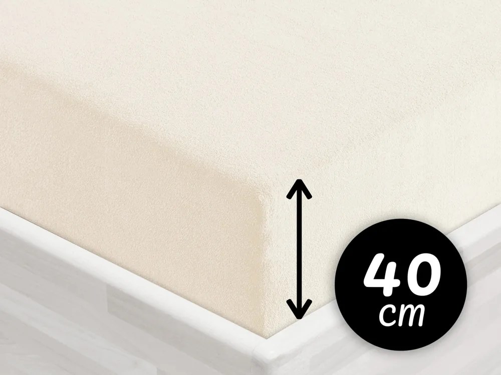 Froté napínacie prestieradlo na extra vysoký matrac FR-002 Smotanové 180 x 200 - výška 40 cm