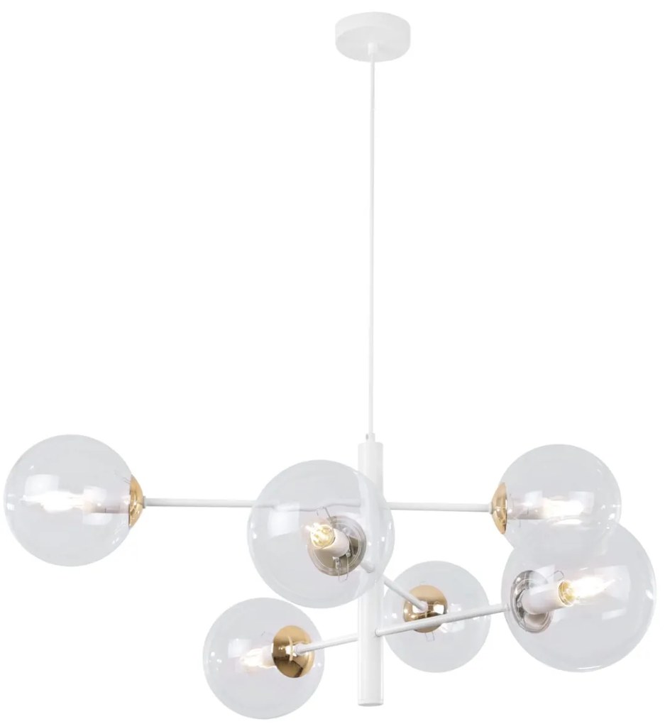 Závesne svietidlo Paris, 6x číre sklenené tienidlo, W/G, X