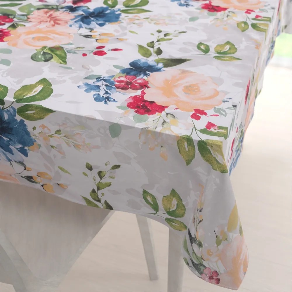 Biante Bavlnený obdĺžnikový obrus Sandra SA-387 Veľké žlté a modré kvety na bielom 50x100 cm