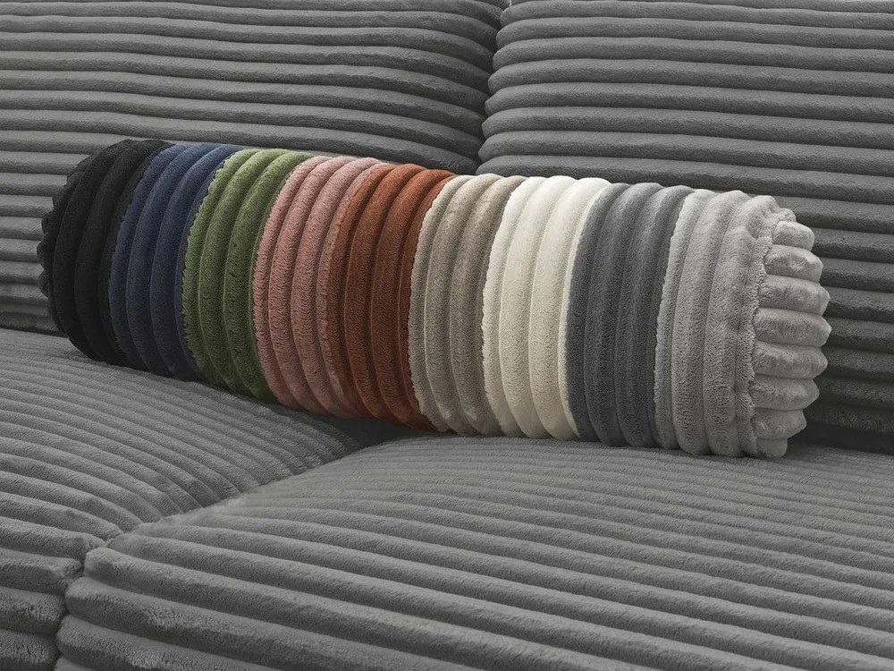 Tmavosivá menčestrová pohovka na každodenné spanie/rozkladacia 220 cm Hugo – Bobochic Paris