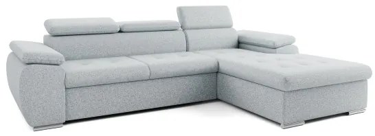 Rozkladacia rohová sedacia súprava v tvare L s úložným priestorom PADUA sivá pravá